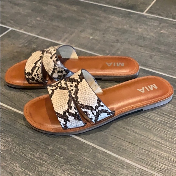 mia snakeskin sandals